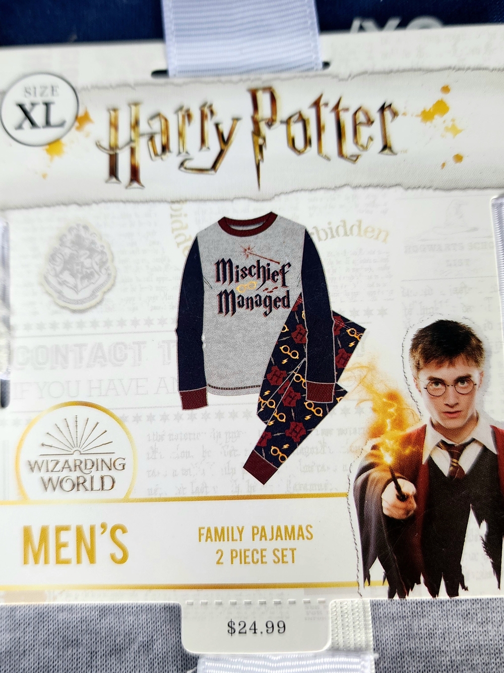Harry Potter Men's 'Mischief Managed' Grey and Navy Pajama Set